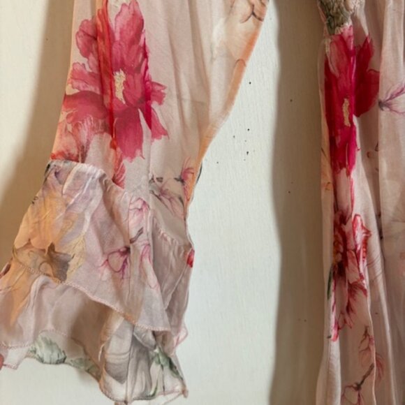 Moda Seta Italy by Neiman Marcus Sheer Pink Lined Floral Print Dress, Sz M, NWT - Picture 4 of 8